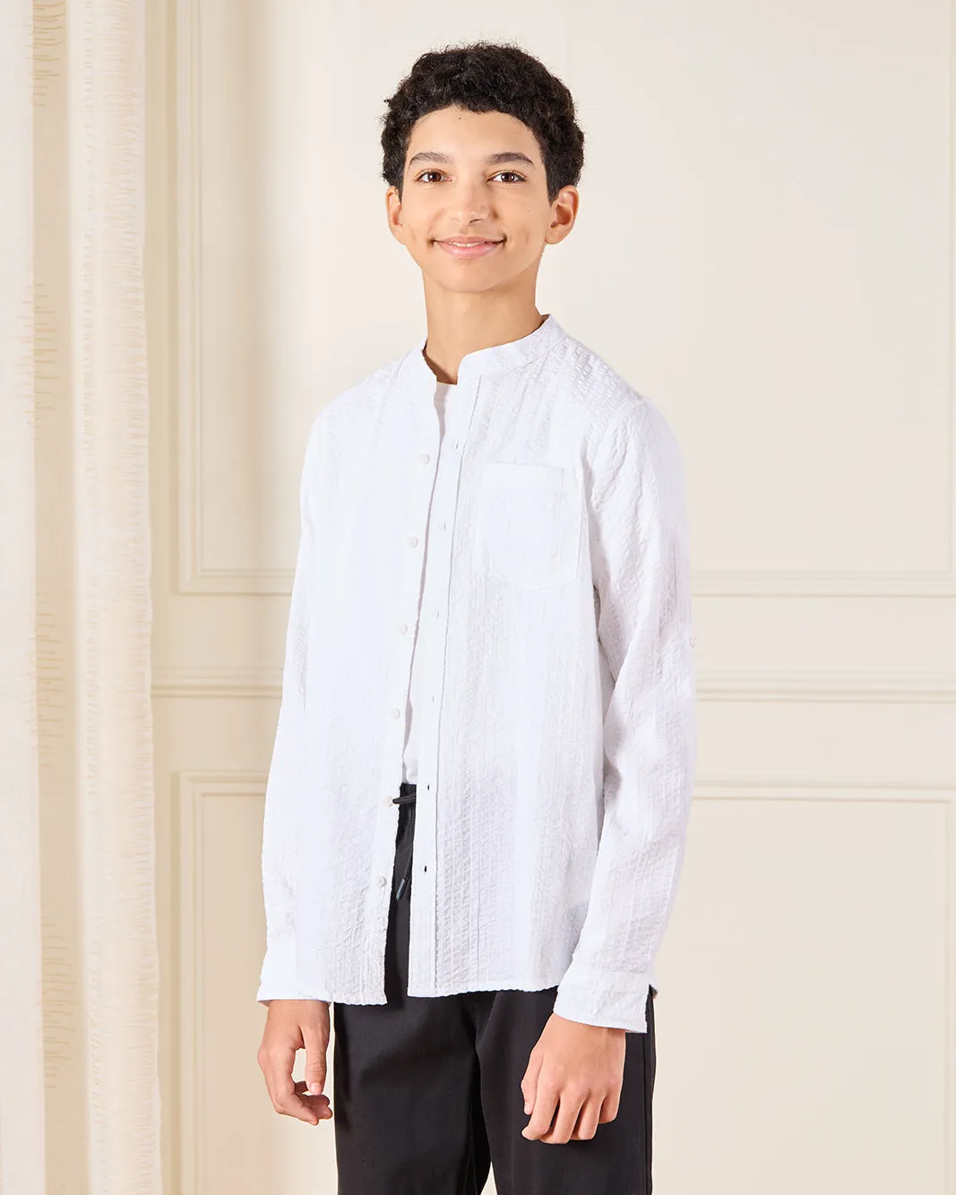 Senior Boys White Casual Shirt sold by Redtag