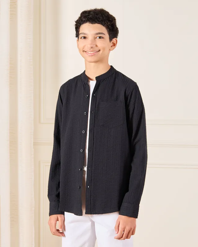 Senior Boys Black Casual Shirt sold by Redtag