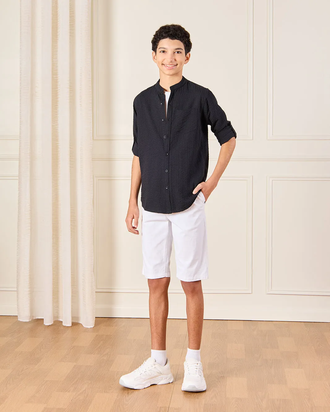 Senior Boys Black Casual Shirt sold by Redtag product image thumbnail 2