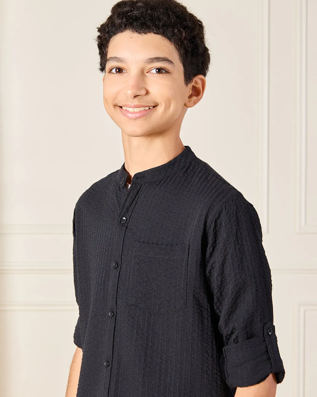 Senior Boys Black Casual Shirt sold by Redtag product image thumbnail 4