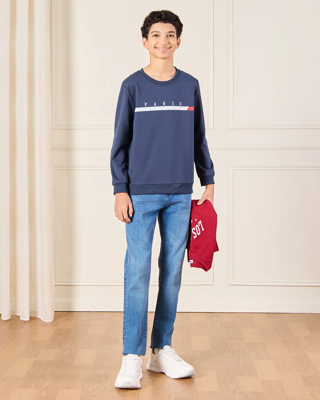 Senior Boys Navy Printed Sweatshirt sold by Redtag product image thumbnail 2