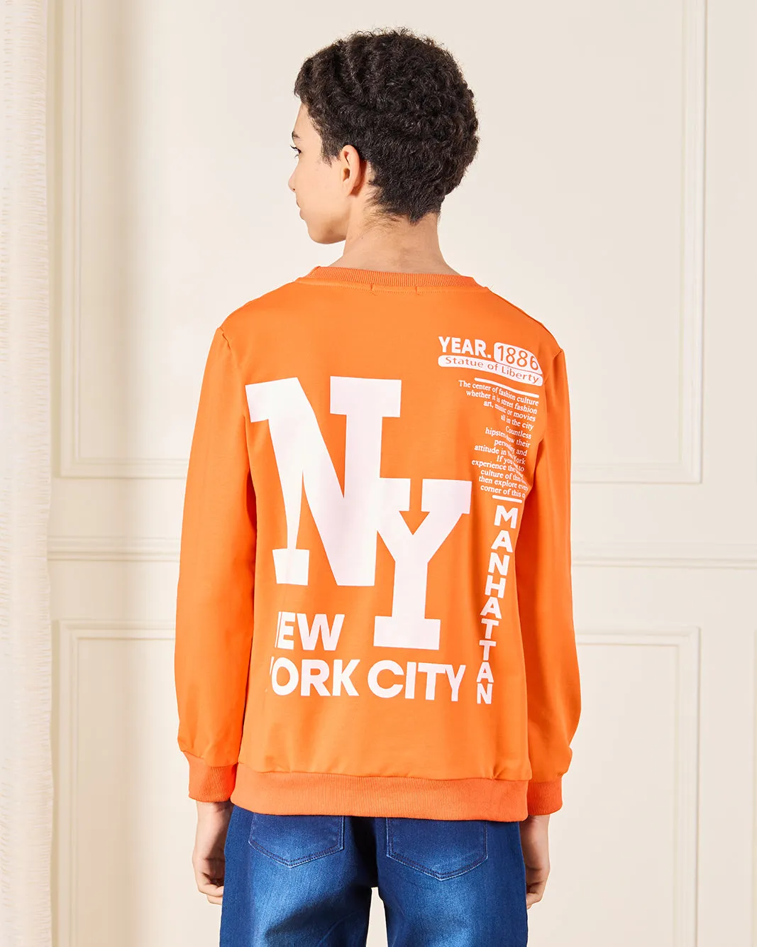 Senior Boys Orange Printed Sweatshirt sold by Redtag product image thumbnail 3