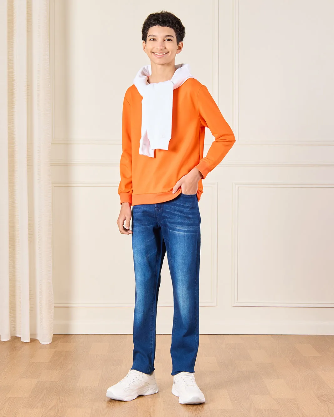 Senior Boys Orange Printed Sweatshirt sold by Redtag product image thumbnail 2