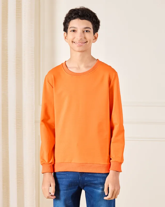 Senior Boys Orange Printed Sweatshirt sold by Redtag