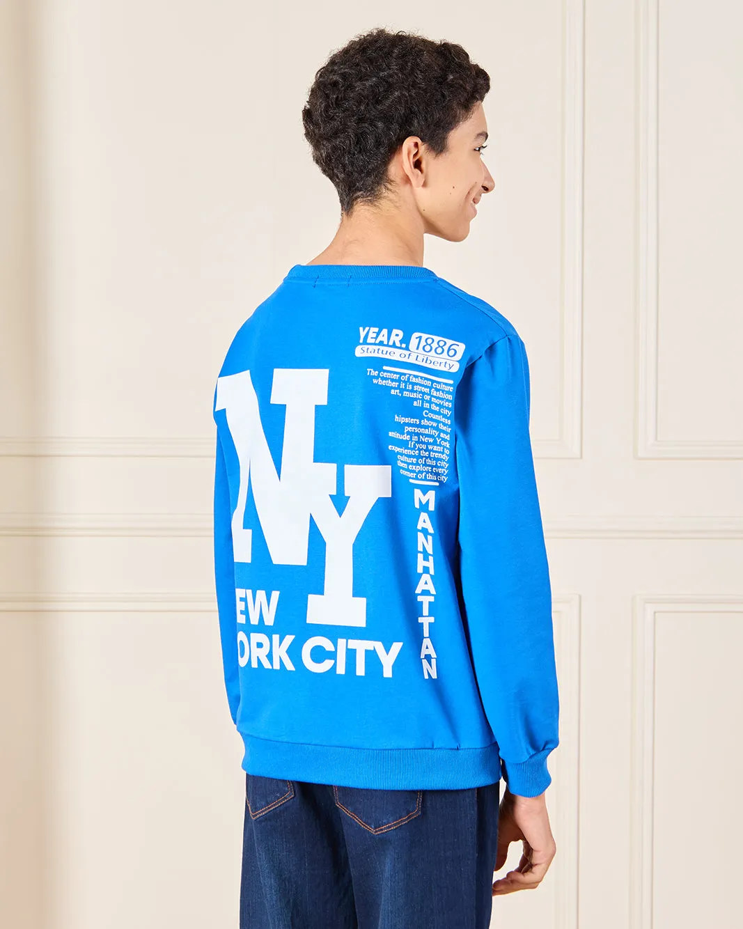 Senior Boys Blue Printed Sweatshirt sold by Redtag product image thumbnail 3