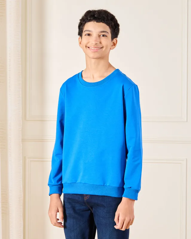 Senior Boys Blue Printed Sweatshirt sold by Redtag