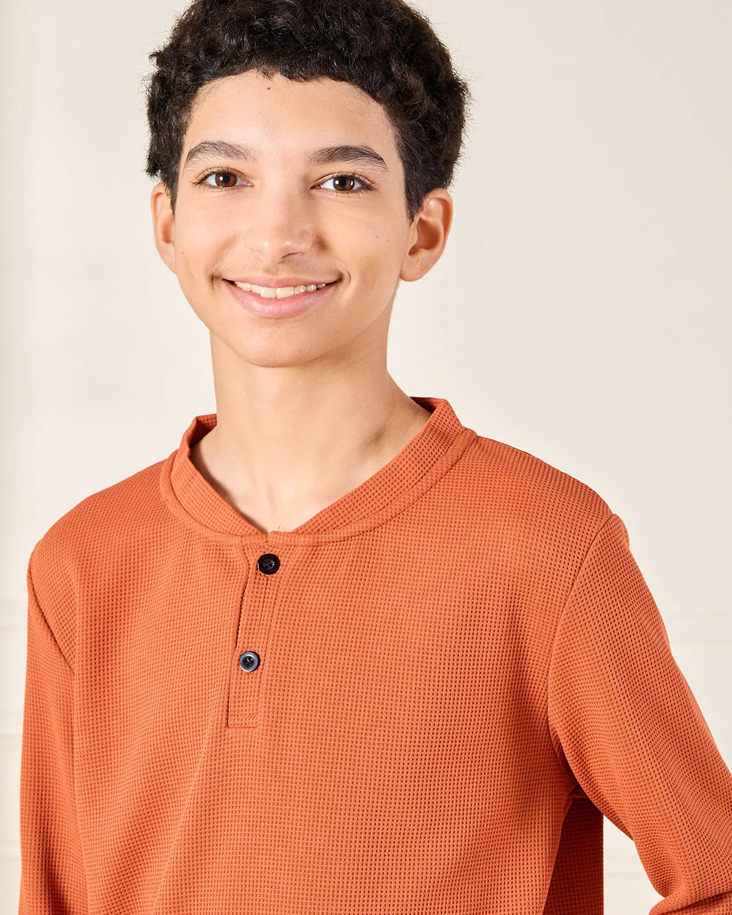 Senior Boys Orange Henley T-Shirt sold by Redtag product image thumbnail 4