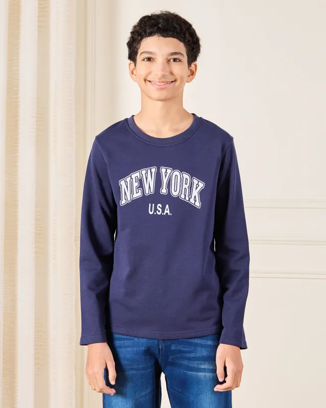 Senior Boys Navy Printed T-Shirt sold by Redtag