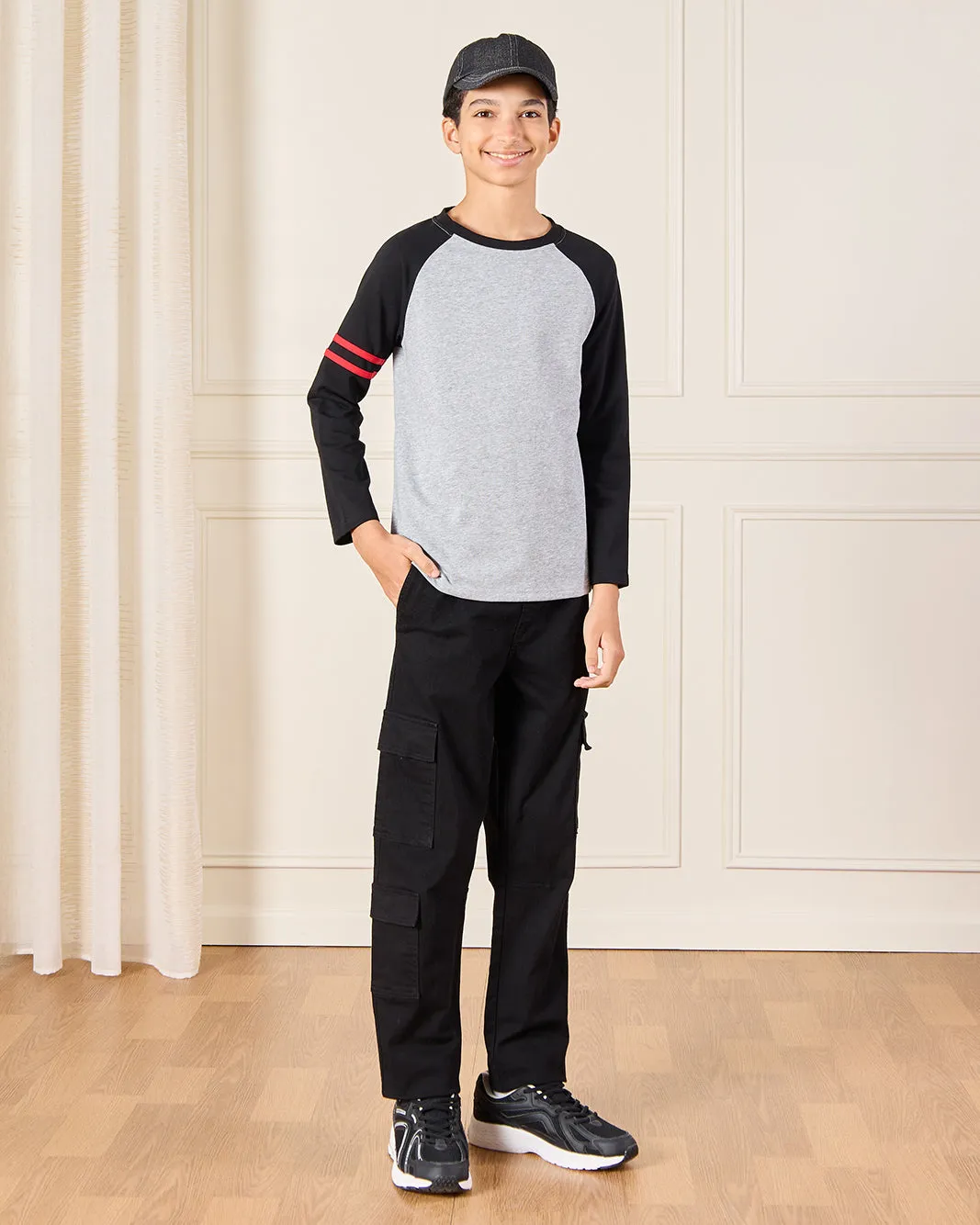 Senior Boys Grey And Black Reglan T-Shirt sold by Redtag product image thumbnail 2