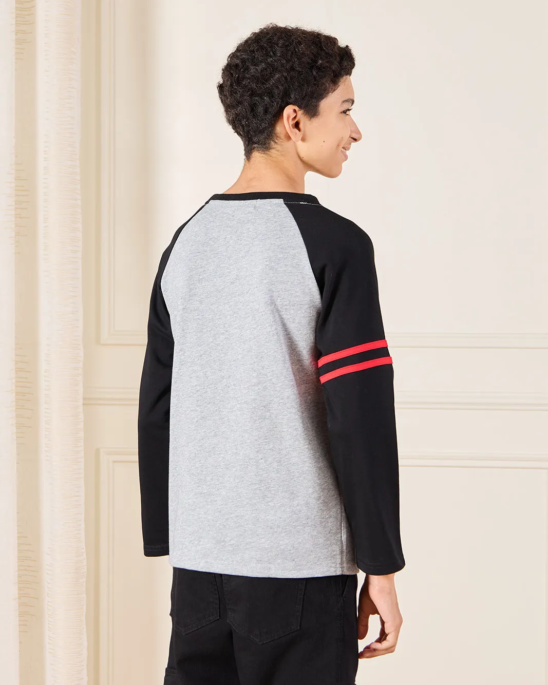 Senior Boys Grey And Black Reglan T-Shirt sold by Redtag product image thumbnail 3