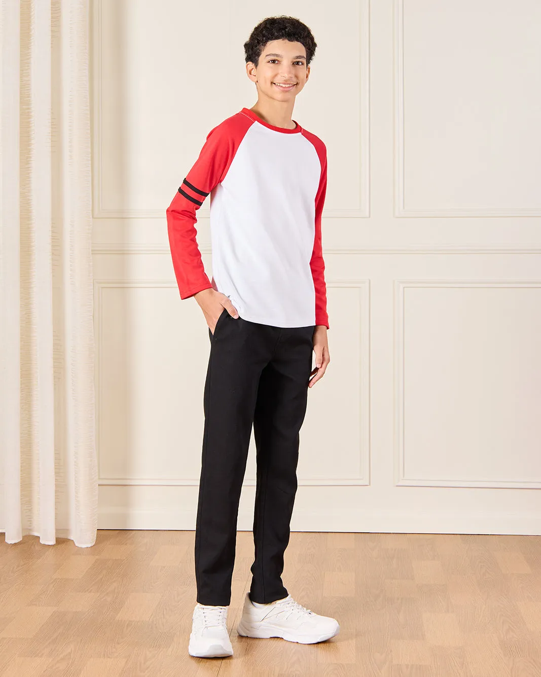 Senior Boys White And Red Reglan T-Shirt sold by Redtag product image thumbnail 2