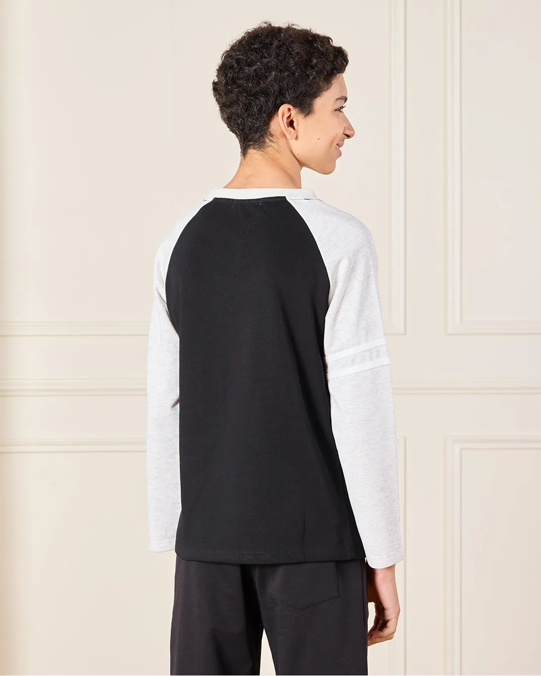 Senior Boys Black And Grey Reglan T-Shirt sold by Redtag product image thumbnail 3