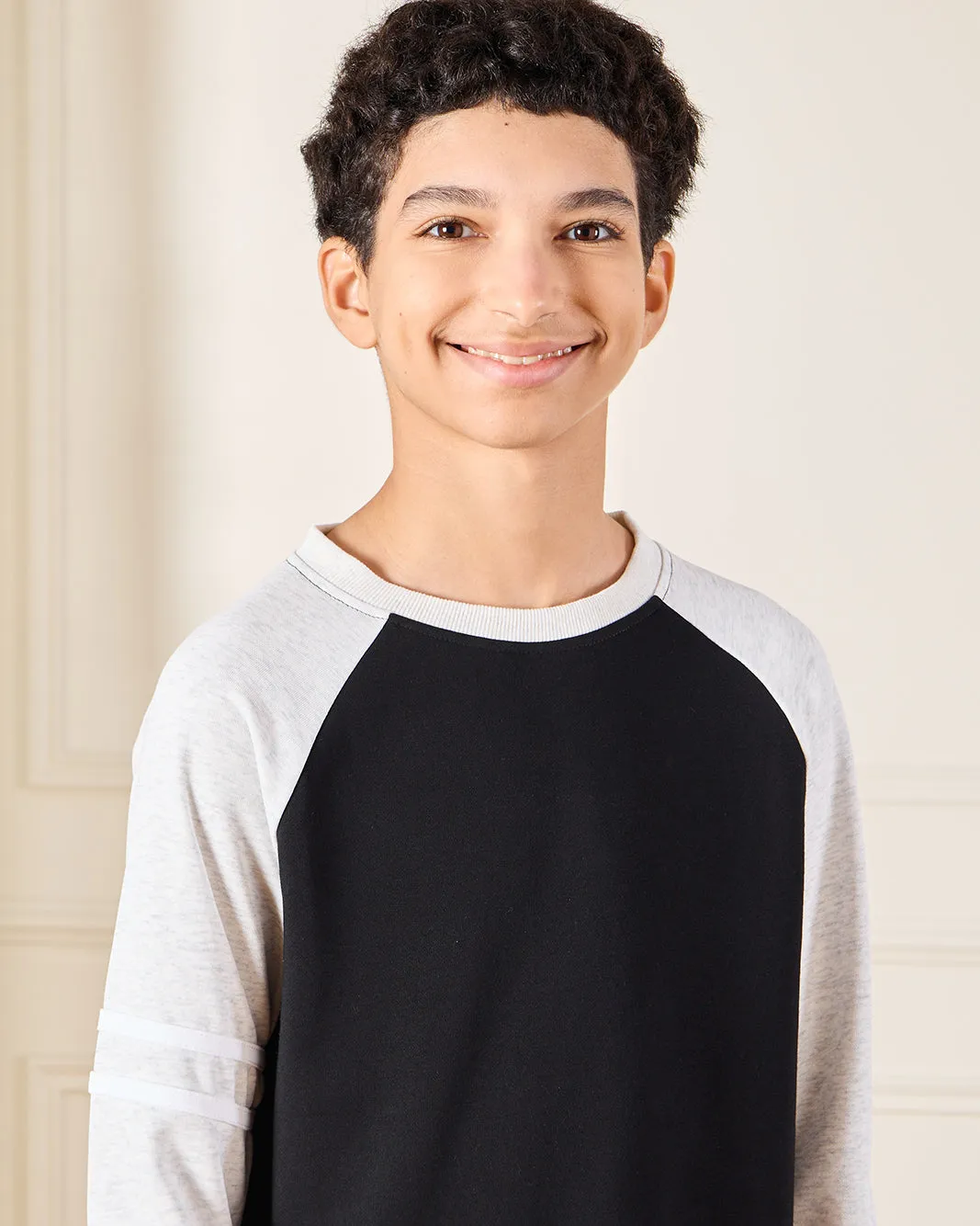 Senior Boys Black And Grey Reglan T-Shirt sold by Redtag product image thumbnail 4