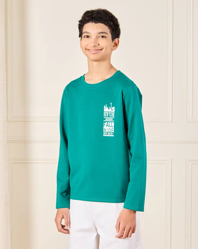 Senior Boys Green Printed T-Shirt sold by Redtag