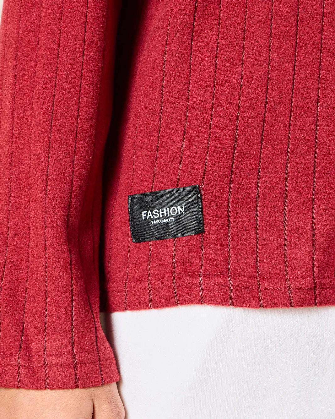 Senior Boys Burgundy Striped T-Shirt sold by Redtag product image thumbnail 5