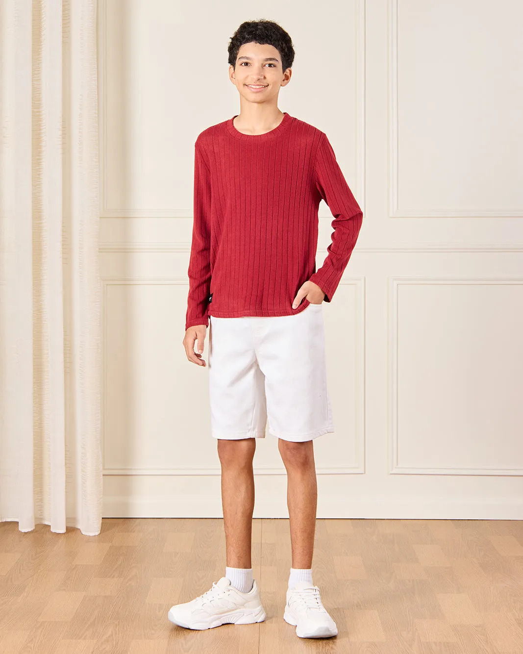 Senior Boys Burgundy Striped T-Shirt sold by Redtag product image thumbnail 2