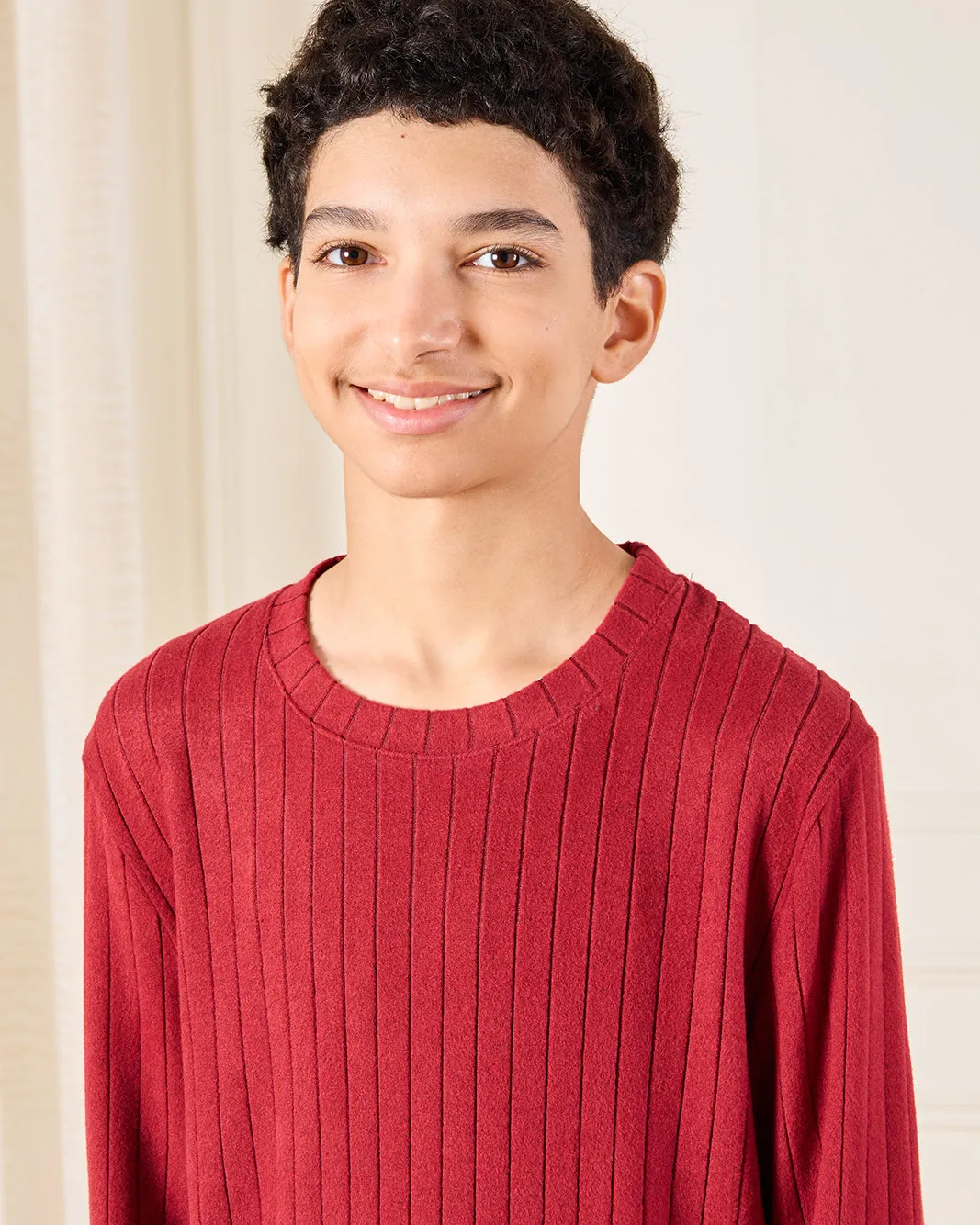 Senior Boys Burgundy Striped T-Shirt sold by Redtag product image thumbnail 4