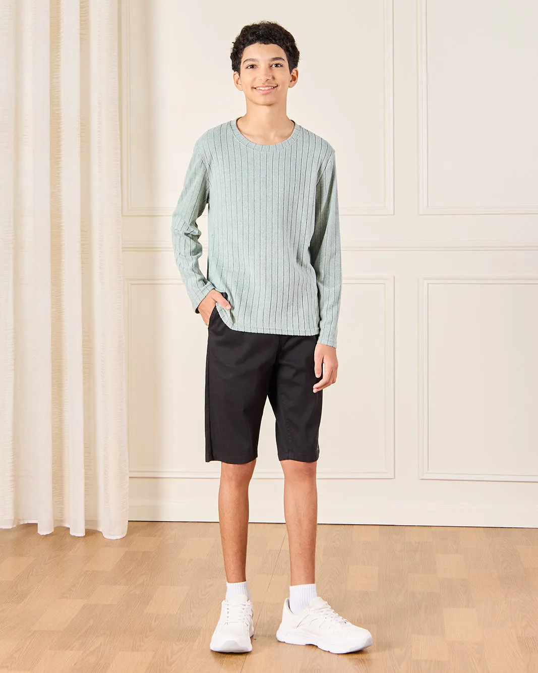 Senior Boys Green Striped T-Shirt sold by Redtag product image thumbnail 2