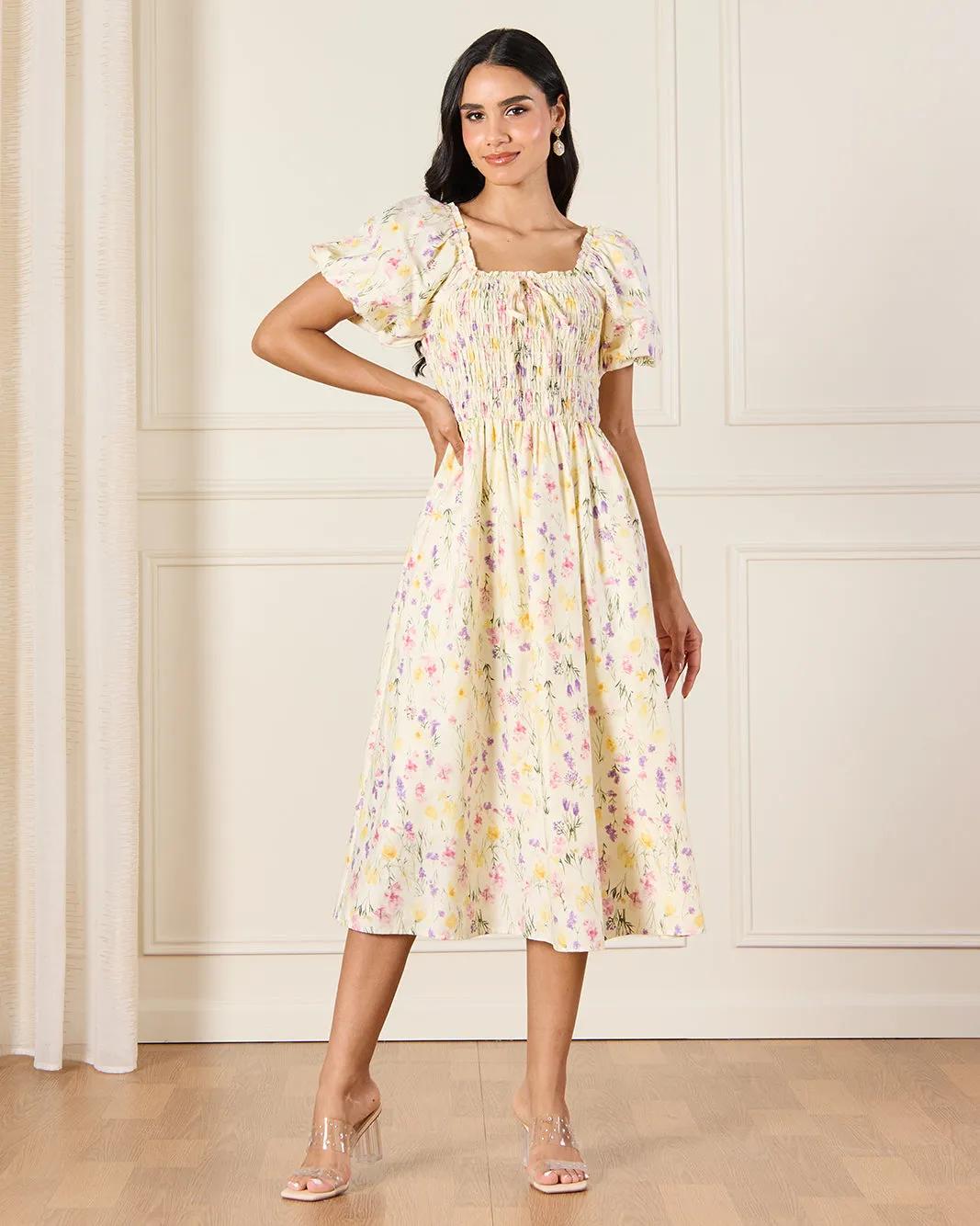 Women Yellow Printed Poplin Dress sold by Redtag product image thumbnail 4