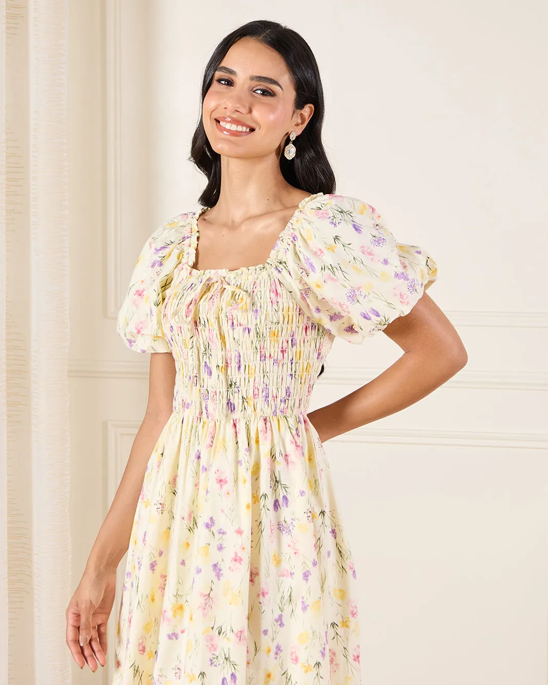 Women Yellow Printed Poplin Dress sold by Redtag product image thumbnail 2