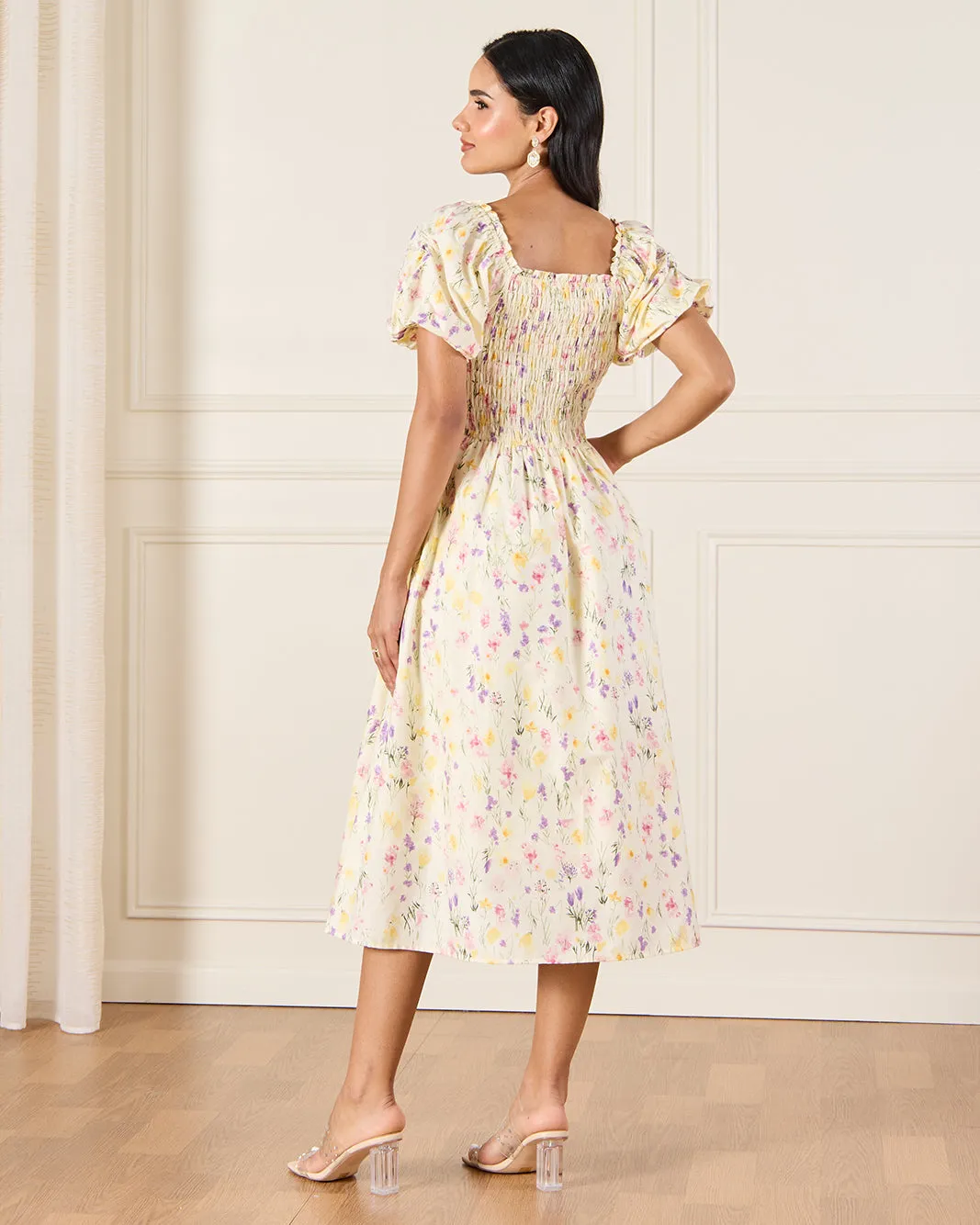 Women Yellow Printed Poplin Dress sold by Redtag product image thumbnail 3