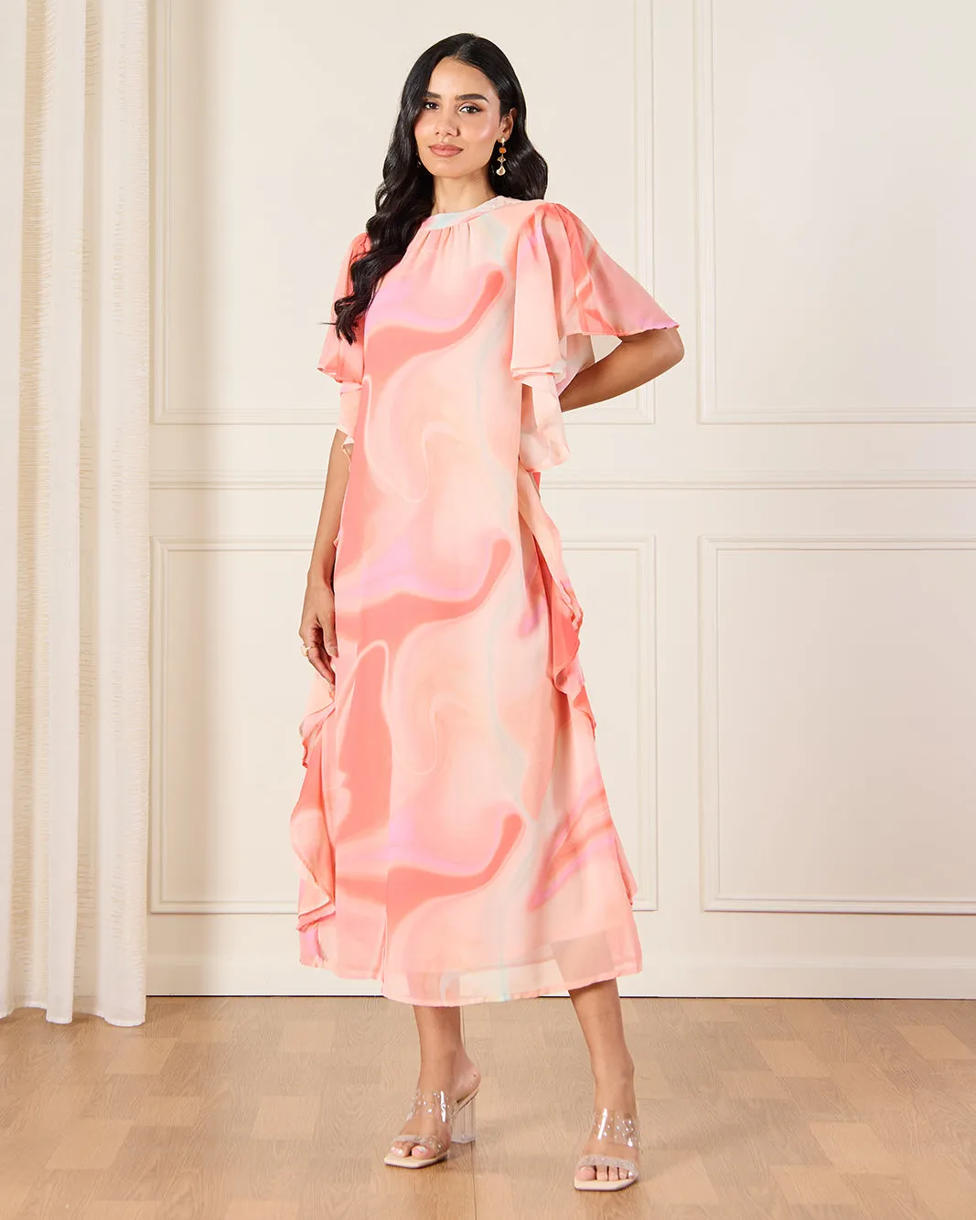Women Coral Printed Kaftan Dress sold by Redtag product image thumbnail 5