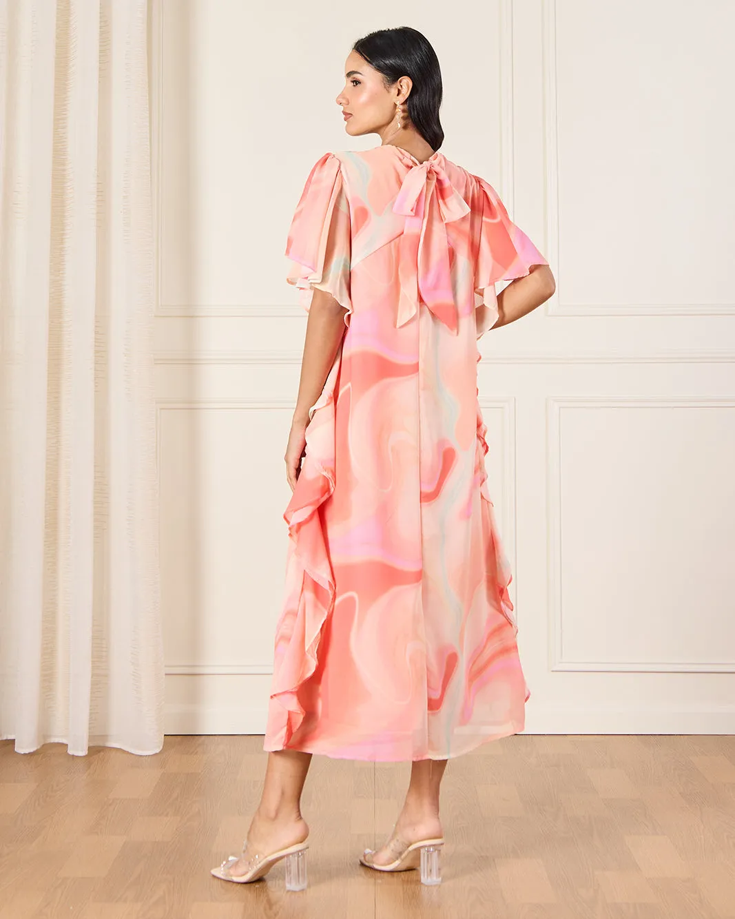 Women Coral Printed Kaftan Dress sold by Redtag product image thumbnail 3
