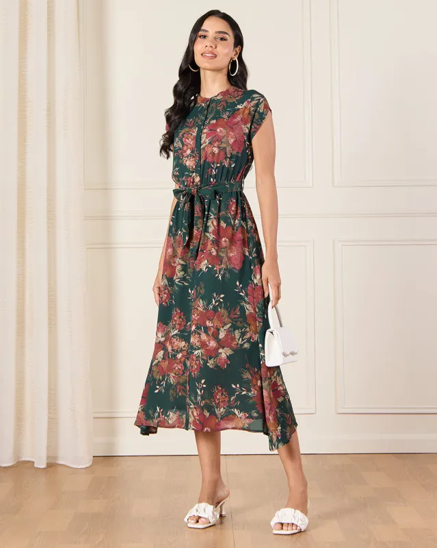 Women Green Printed Maxi Dress sold by Redtag