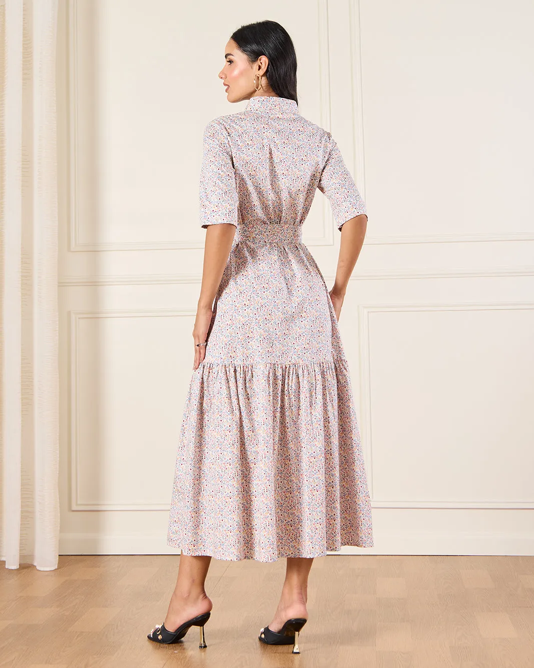 Women White Ditsy Floral Maxi Shirt Dress sold by Redtag product image thumbnail 3