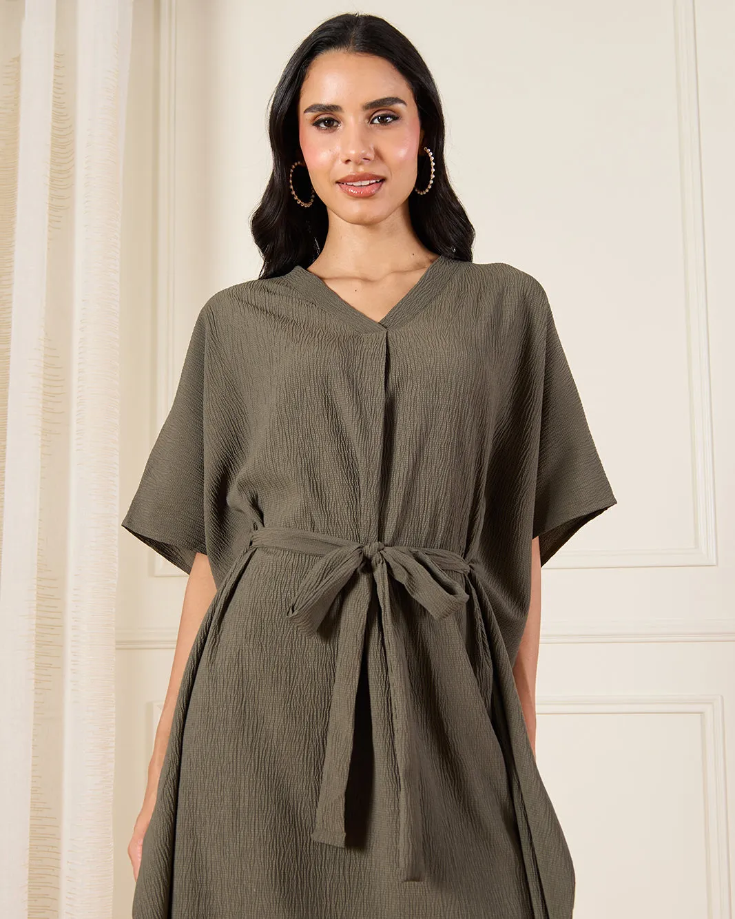 Women Olive Belted Kaftan Dress sold by Redtag product image thumbnail 2