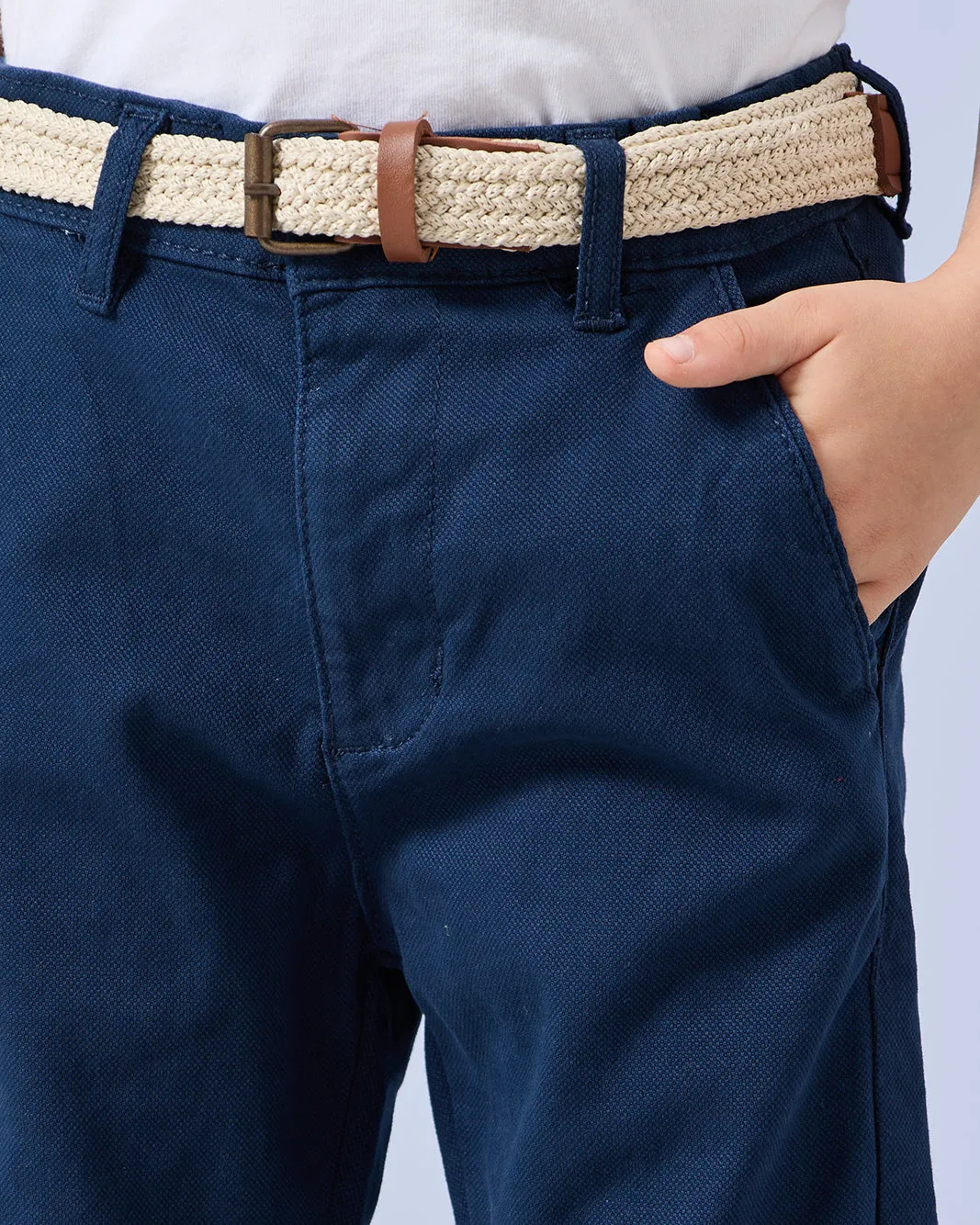 Boys Navy Dobby Belted Trousers sold by Redtag product image thumbnail 4