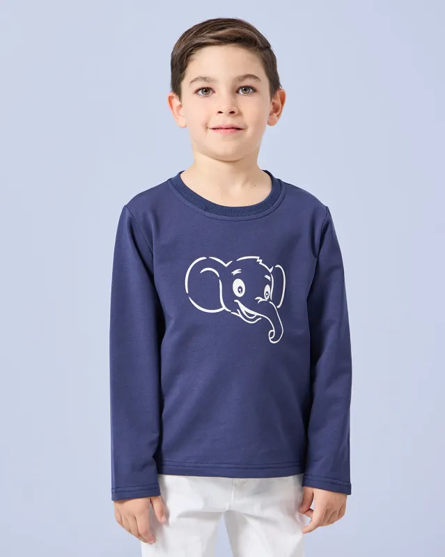 Boys Navy Printed T-Shirt sold by Redtag