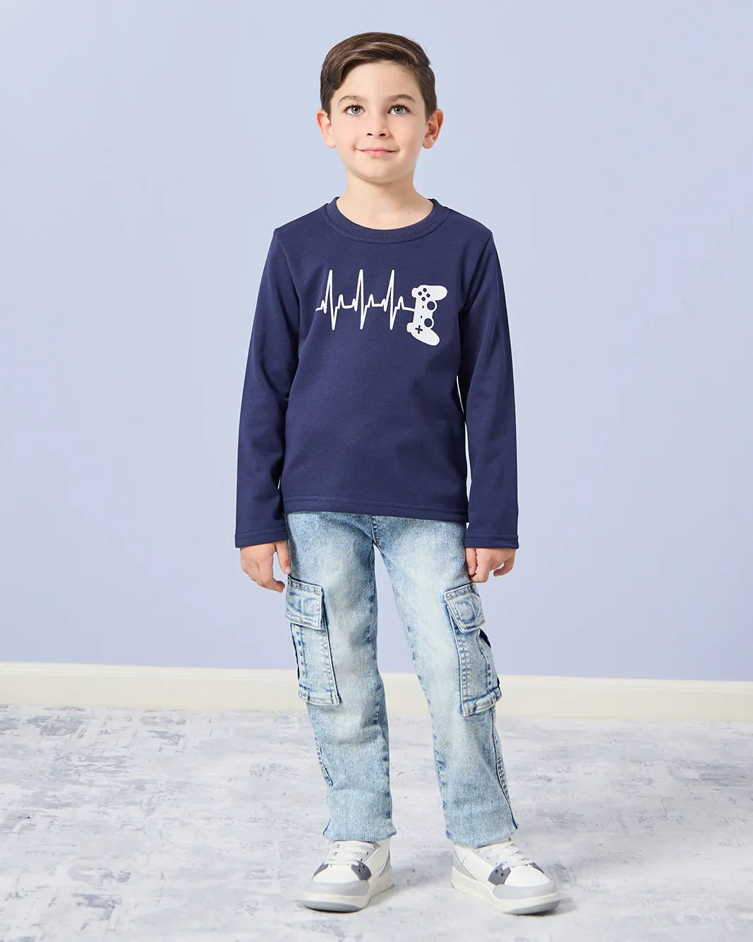 Boys Navy Printed T-Shirt sold by Redtag product image thumbnail 2