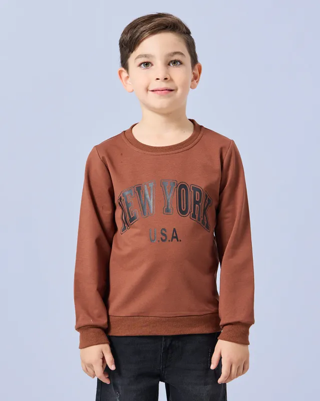 Boys Brown Printed T-Shirt sold by Redtag