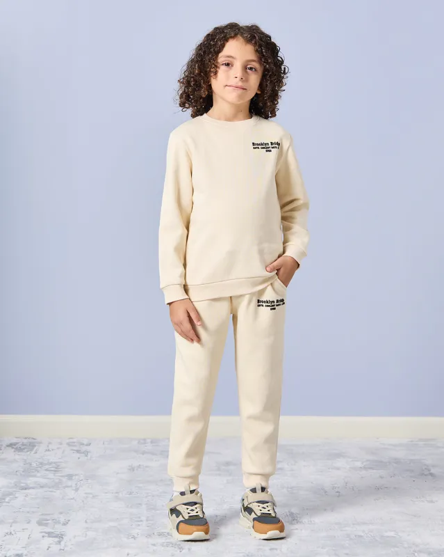 Boys Ivory Printed Casual Jogger Set (2 Piece) sold by Redtag