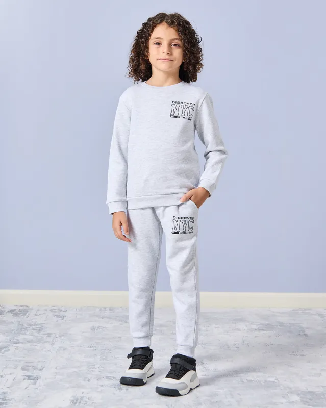 Boys Grey Printed Casual Jogger Set (2 Piece) sold by Redtag