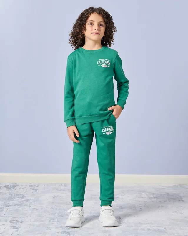 Boys Green Printed Casual Jogger Set (2 Piece) sold by Redtag