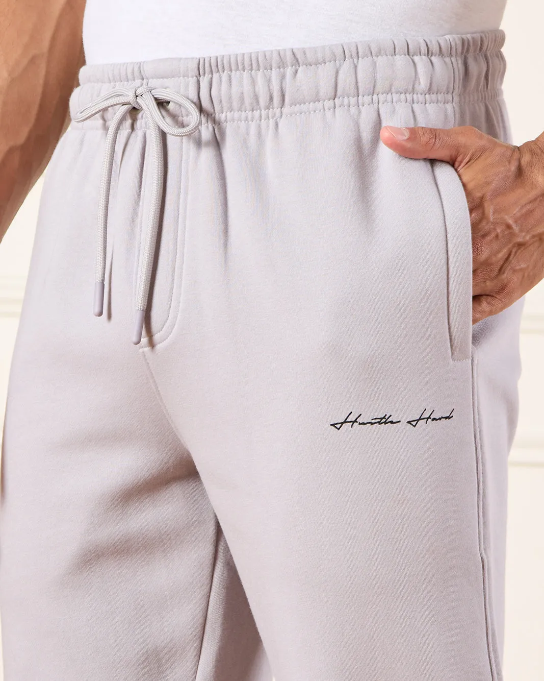 Men Grey Basic Track Pants With Logo Print sold by Redtag product image thumbnail 4