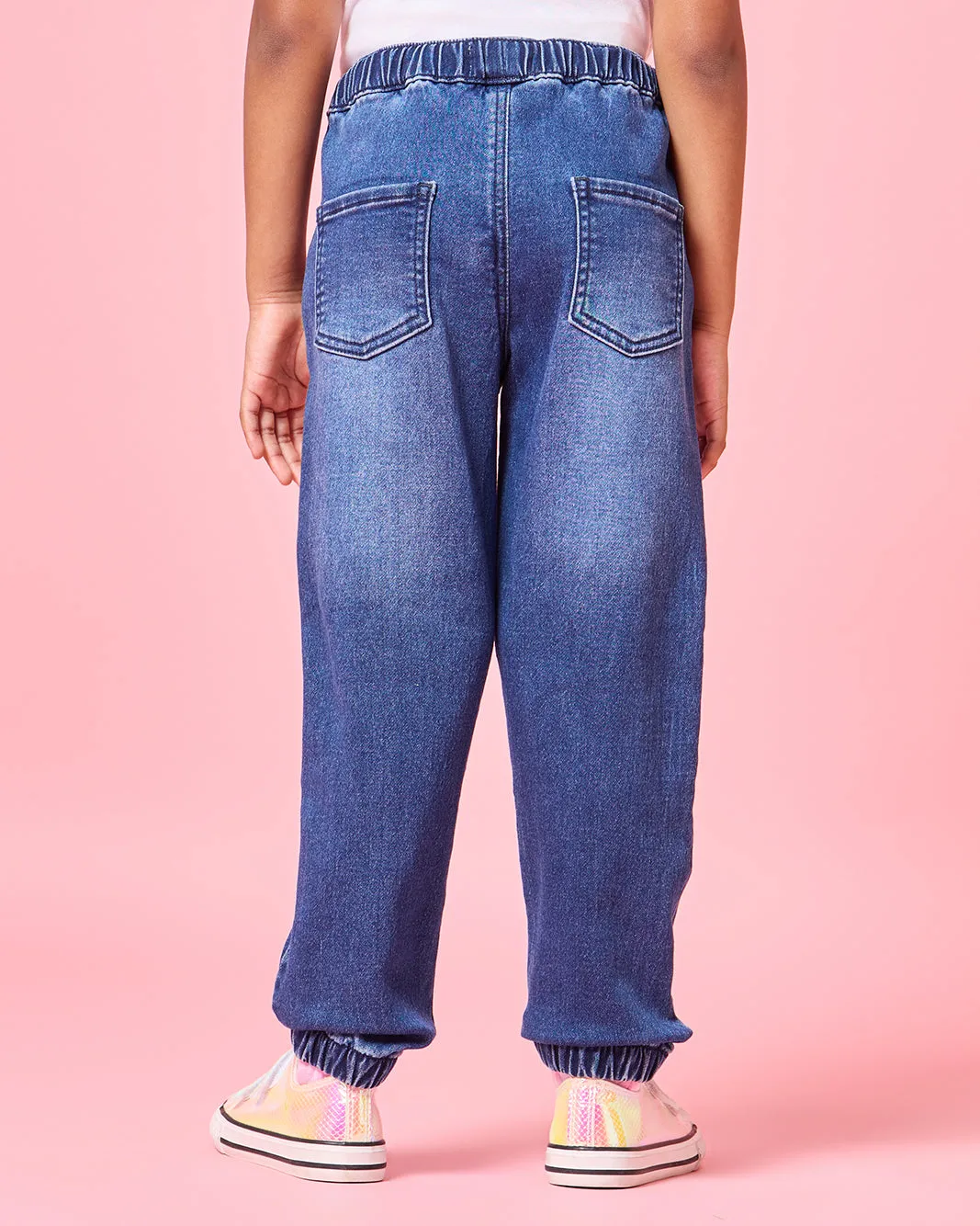 Girls Navy Frill Pocket Jog Fit Jeggings sold by Redtag product image thumbnail 3