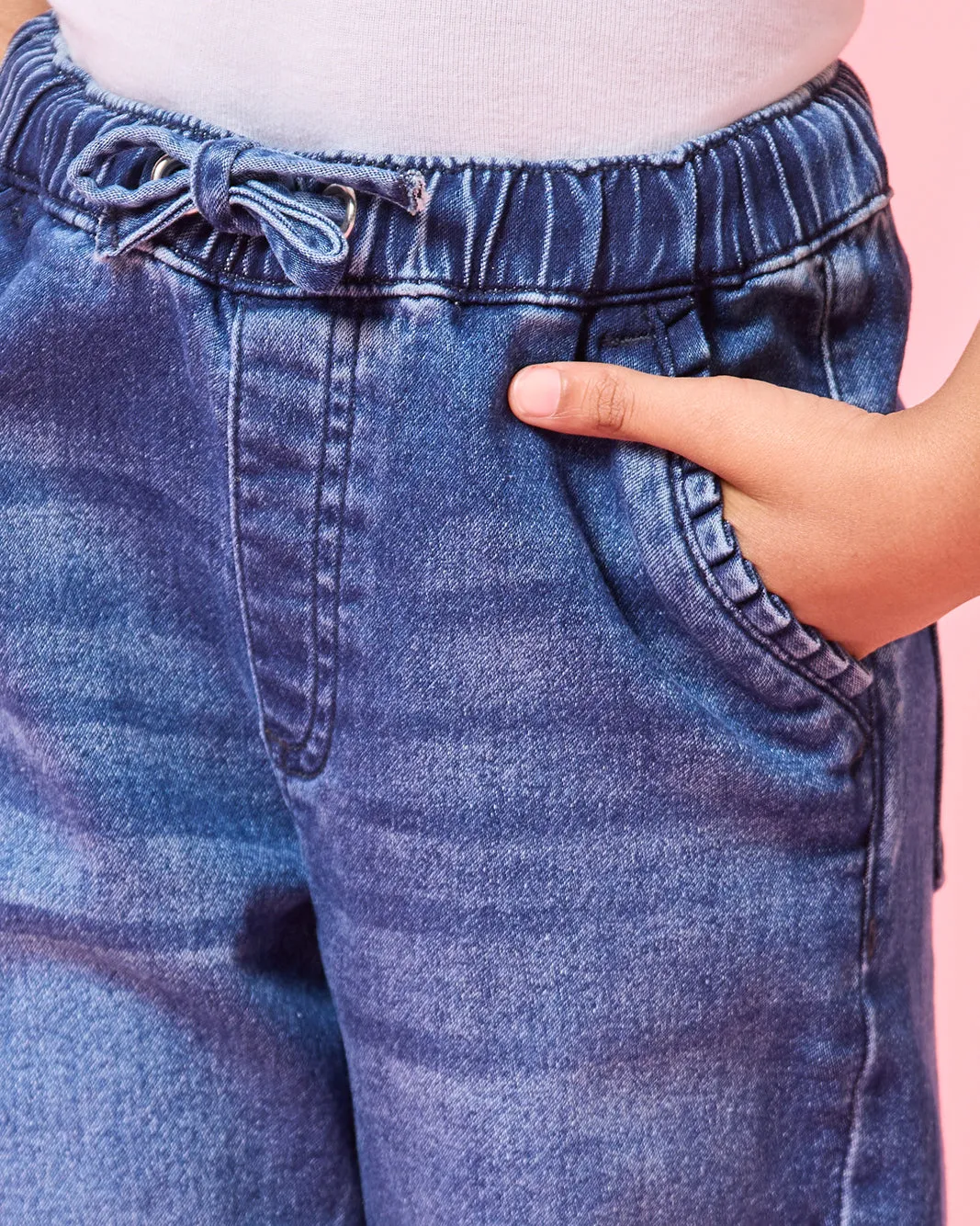 Girls Navy Frill Pocket Jog Fit Jeggings sold by Redtag product image thumbnail 4