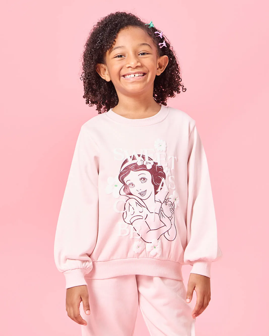 Girls Pink Snow White Print Sweatshirt sold by Redtag