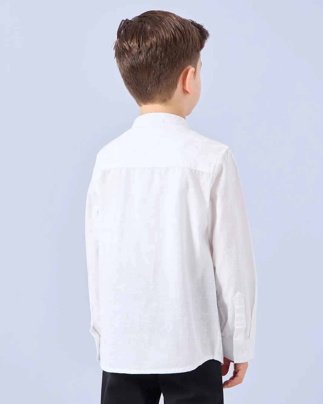 Boys White Mandarin Collar Shirt sold by Redtag product image thumbnail 3