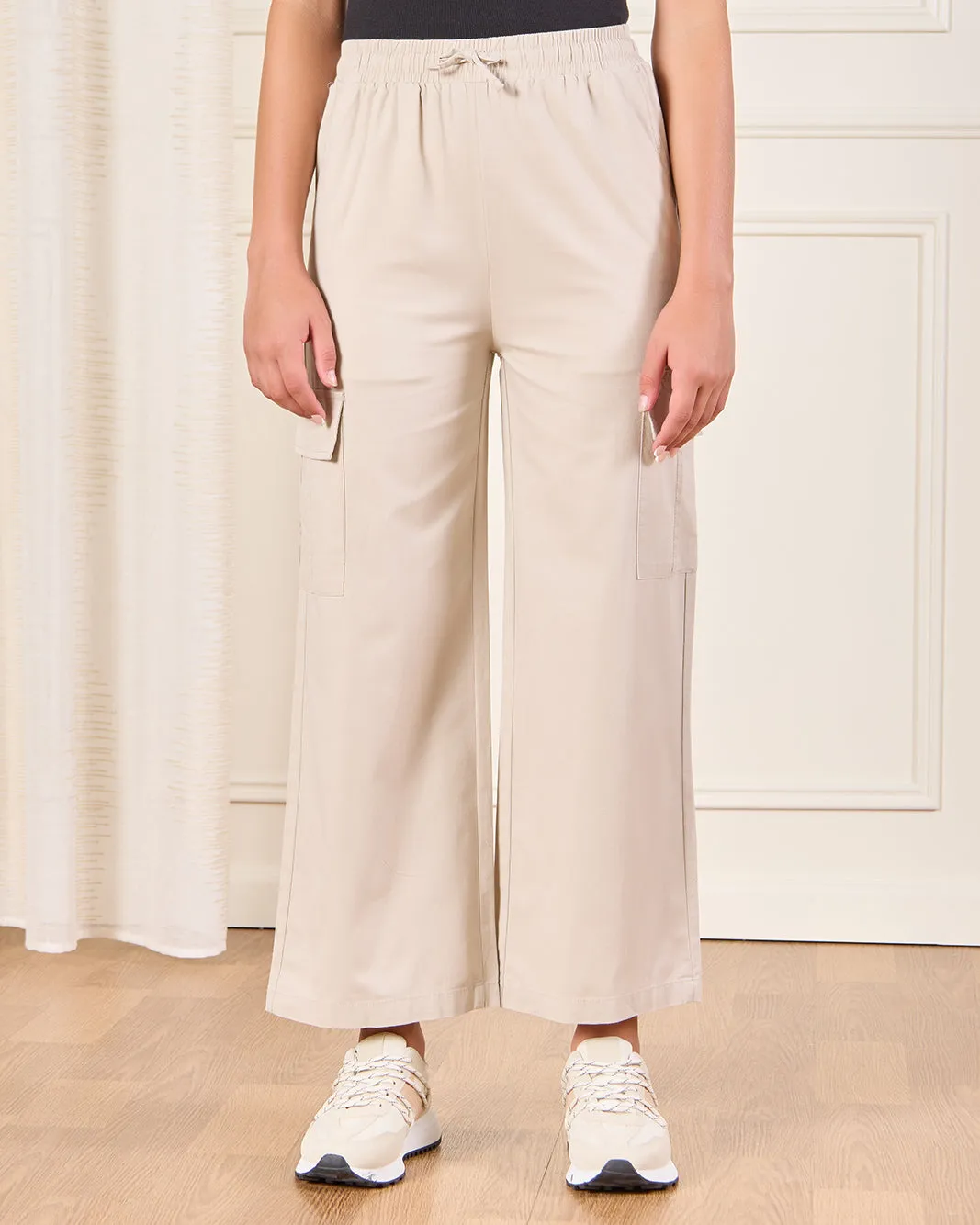 Senior Girls Beige Wide leg Cargo Trouser sold by Redtag