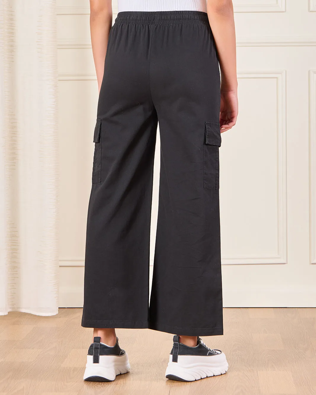 Senior Girls Black Wide leg Cargo Trouser sold by Redtag product image thumbnail 3