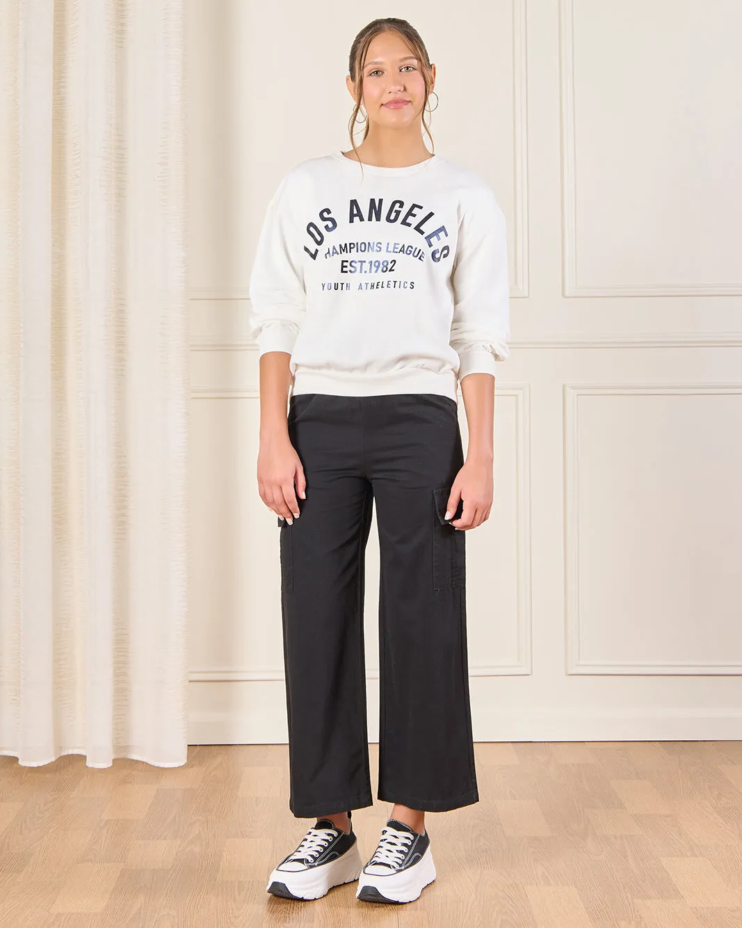 Senior Girls Black Wide leg Cargo Trouser sold by Redtag product image thumbnail 2