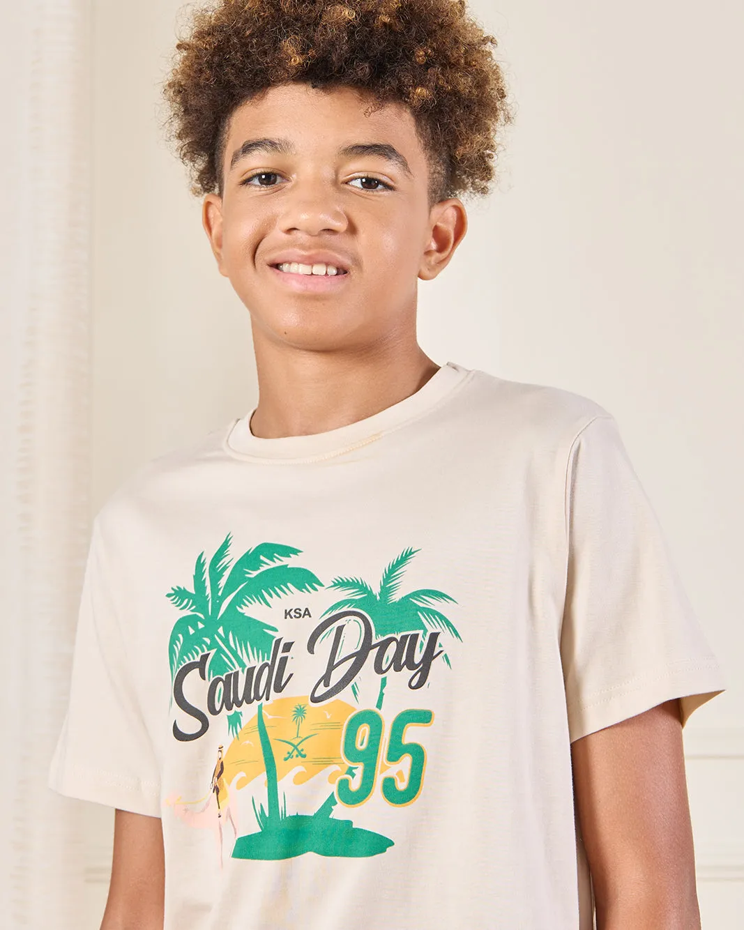 Senior Boys Beige KSA Printed T-Shirt sold by Redtag product image thumbnail 4