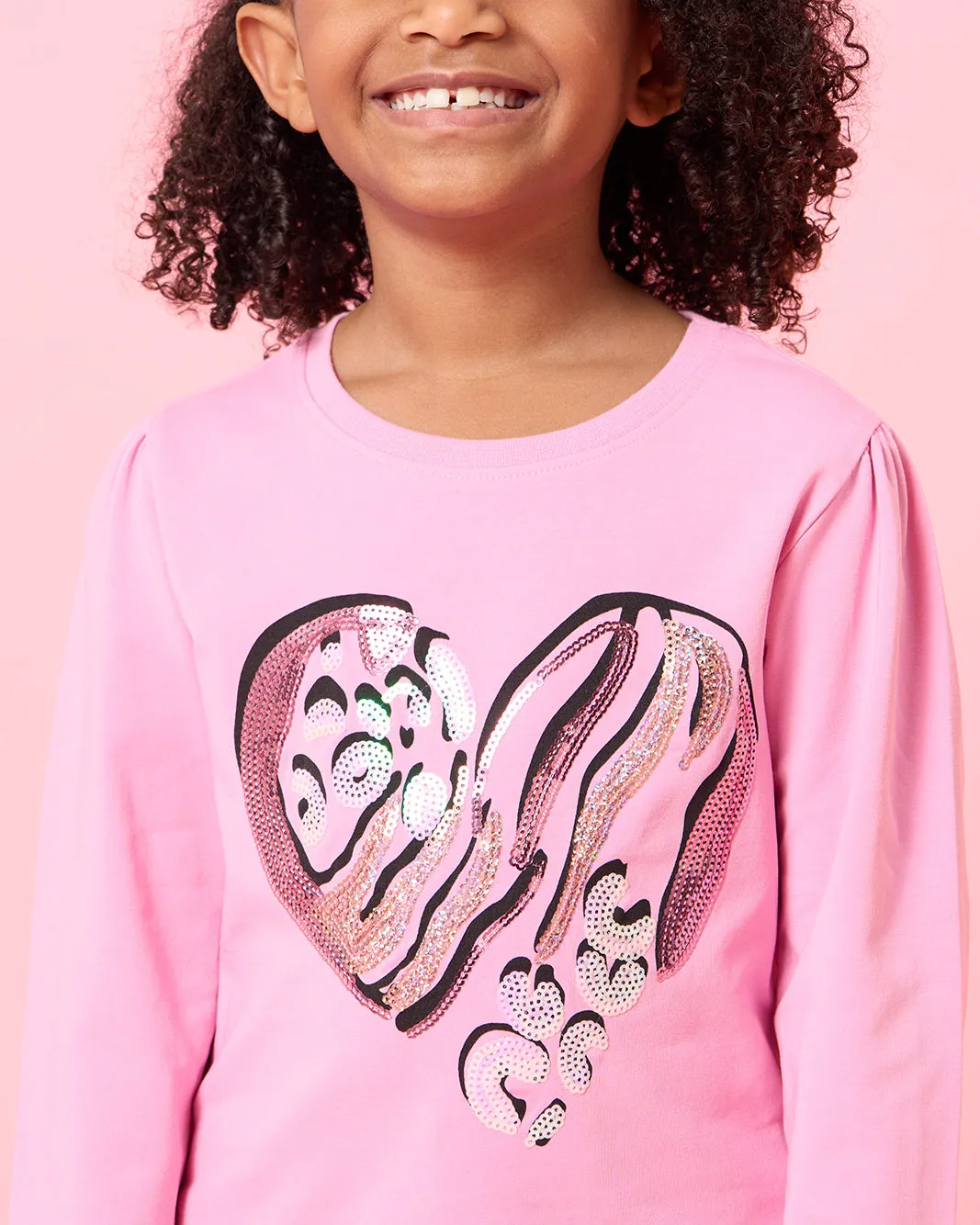 Girls Pink Heart Embellished T-Shirt sold by Redtag product image thumbnail 4