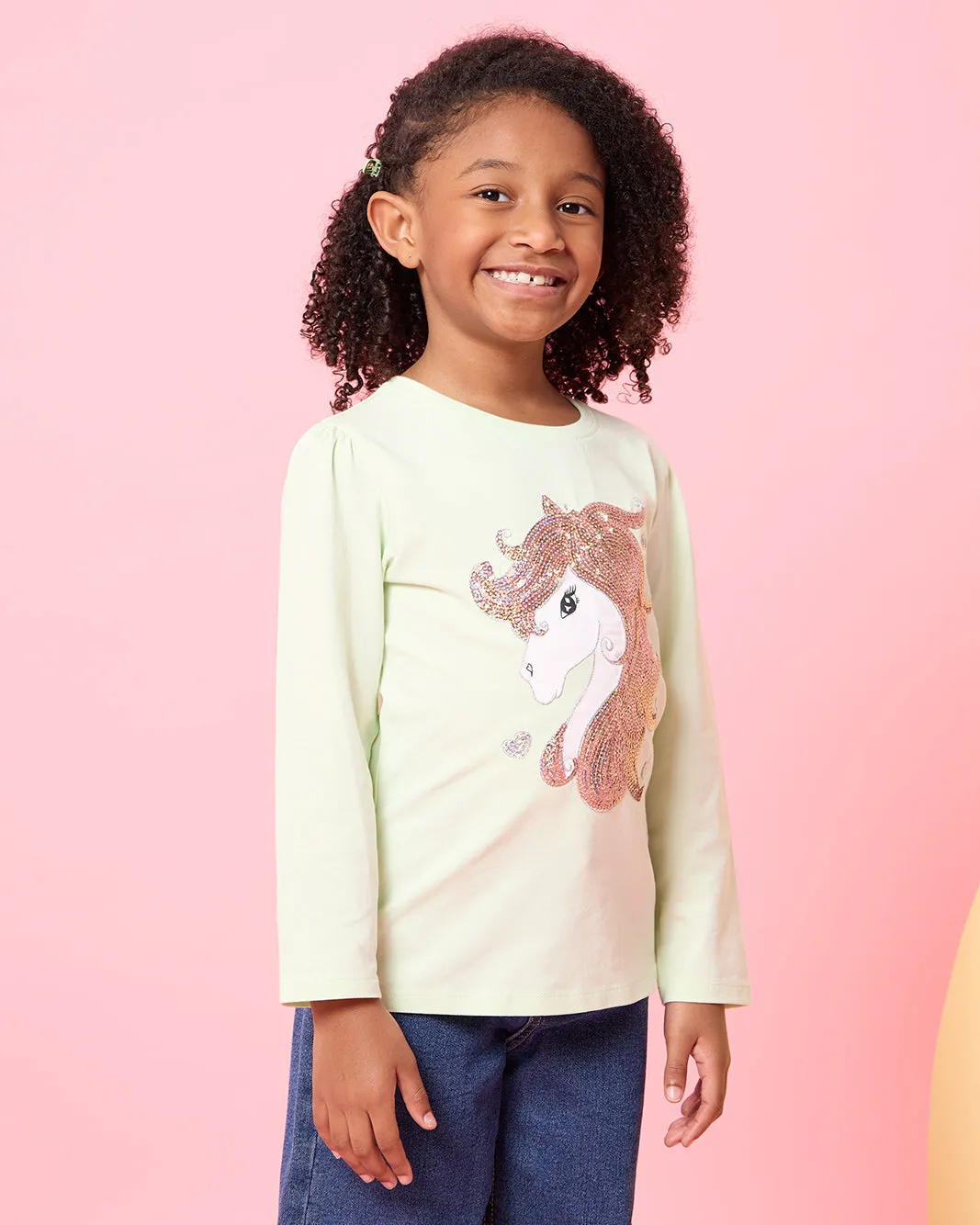 Girls Green Pony Embellished T-Shirt sold by Redtag
