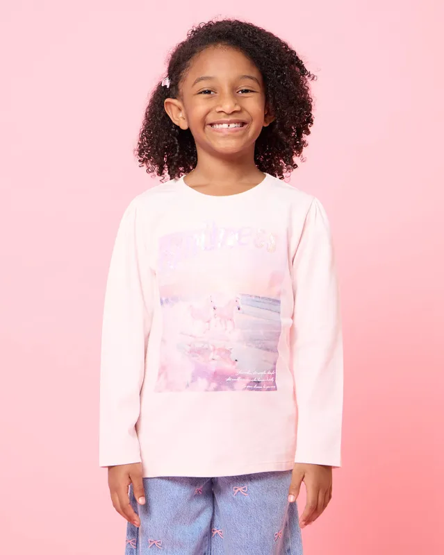 Girls Pink Kindness Embellished T-Shirt sold by Redtag