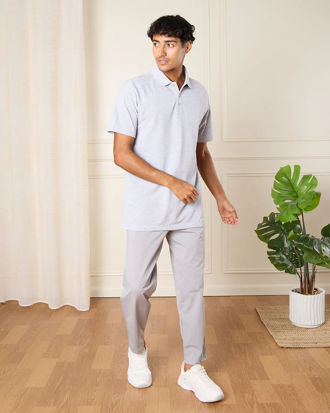 Men Grey Solid Active Track Pants sold by Redtag product image thumbnail 2